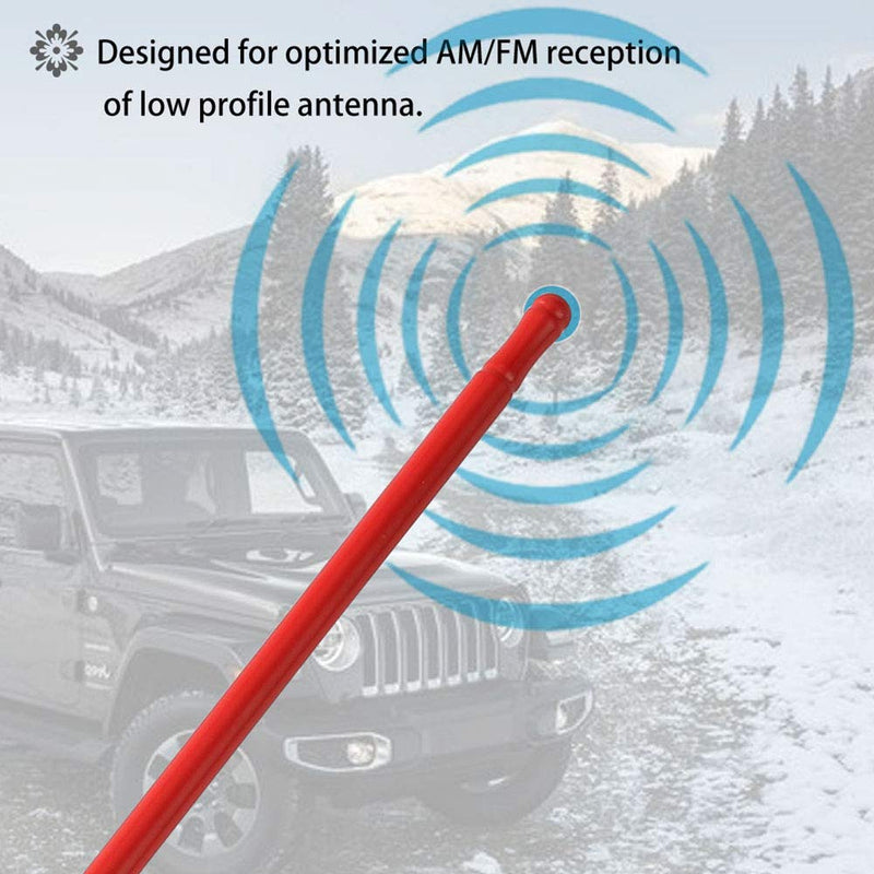[AUSTRALIA] - JeCar 13 Inch Reflex Short Antenna Replacement for JK JL JT Accessories Metal ABS Antenna Designed for Optimized FM/AM Reception for Jeep Wrangler JT JK JL Unlimited Sport Rubicon Sahara 2007-2019 Red 