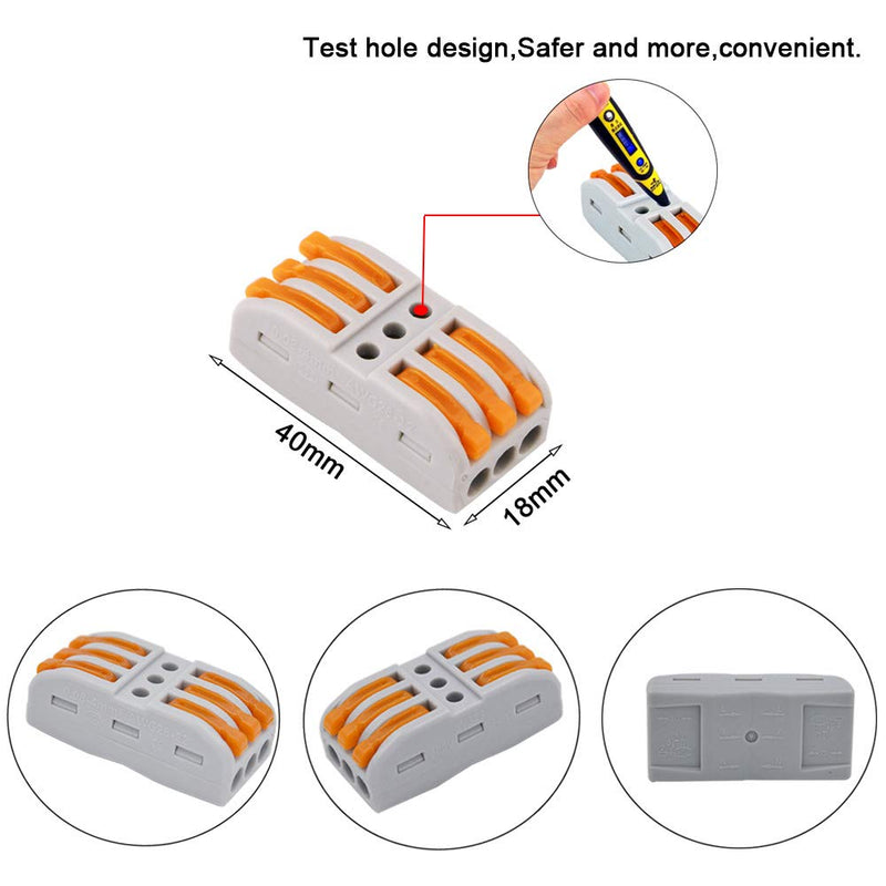 [AUSTRALIA] - FULARR 12Pcs Premium SPL-3 Lever-Nut Wire Connectors, 3 Way 6 Port Conductor Compact Wire Connectors, Quick Compact Splice Wire Conductors Cable Clamp Terminal Block Spring Connector 