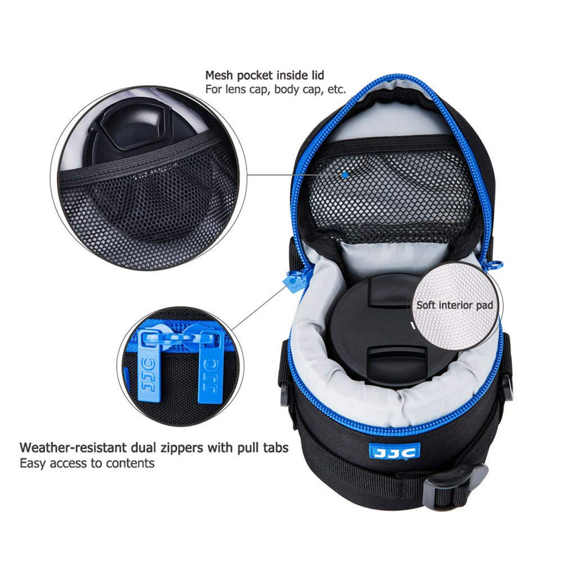 JJC Camera Lens Pouch Case for Canon EF-S 18-55mm EF 50mm Nikon AF-S 18-55mm Nikkor AF 50mm Fujifilm XF 16mm 23mm XC 15-45mm etc, Zipper Polyester Lens Protective Bag Interior Size 3.07x4.92” S