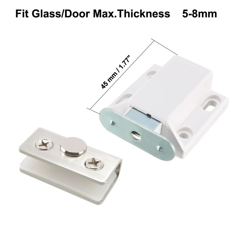 [AUSTRALIA] - uxcell 5-8mm Glass Door Magnetic Touch Catch Latch Closure Plastic White with Clamp 4 Set 