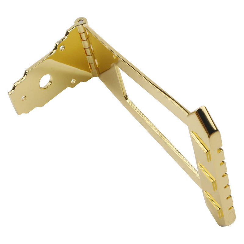 Gold Semi-Hollow 6 String Jazz Bass Guitar Trapeze Tailpiece Bridge Board