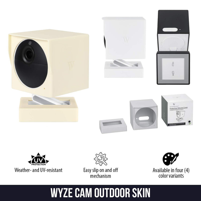 Wasserstein Protective Silicone Skins Compatible with Wyze Cam Outdoor ONLY - (White, 2 Pack) (NOT Compatible with Wyze Cam/V2/Pan) (Wyze Cam Outdoor NOT Included) White