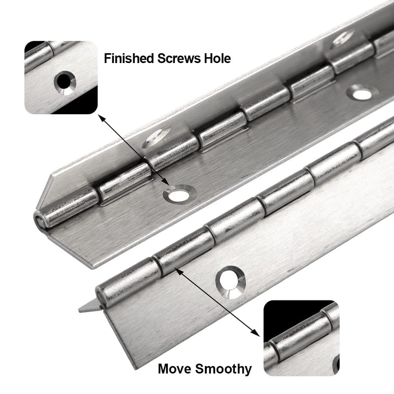 FVSEC 12 Pack 6 Inch Piano Hinge, Heavy Duty Continuous Hinge with Holes for Cabinets Boat Marine Door, 304 Stainless Steel 0.04" Leaf Thickness 1.2'' Open Width Silver