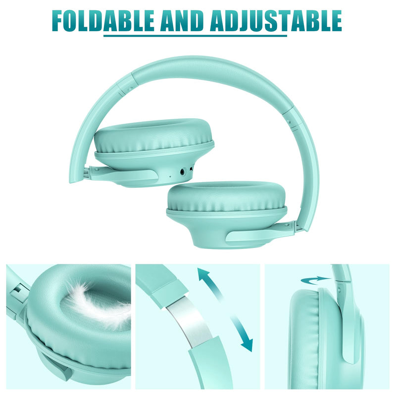 KVIDIO [Updated] Bluetooth Headphones Over Ear, 65 Hours Playtime Wireless Headphones with Microphone,Foldable Lightweight Headset with Deep Bass,HiFi Stereo Sound for Travel Work Cellphone (Green) Green
