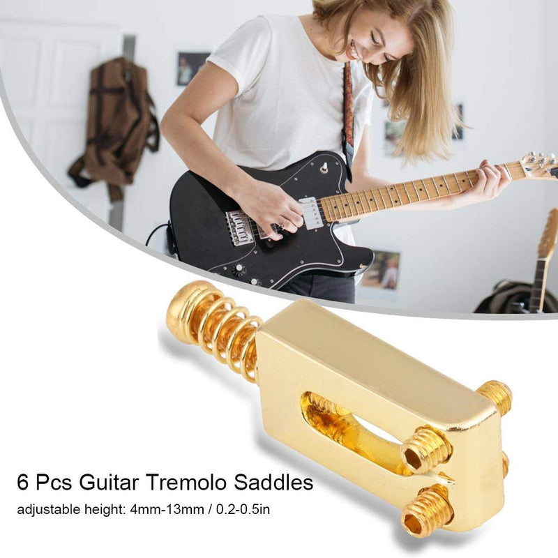 6 Pcs Electric Guitar Tremolo Saddles Bridge for Electric Guitar Replacement with Wrench Gold