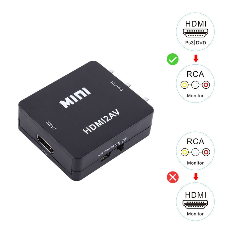 Digital HDMI to RCA Composite Video Audio AV CVBS Adapter Converter 720p/1080p (Color : Black)