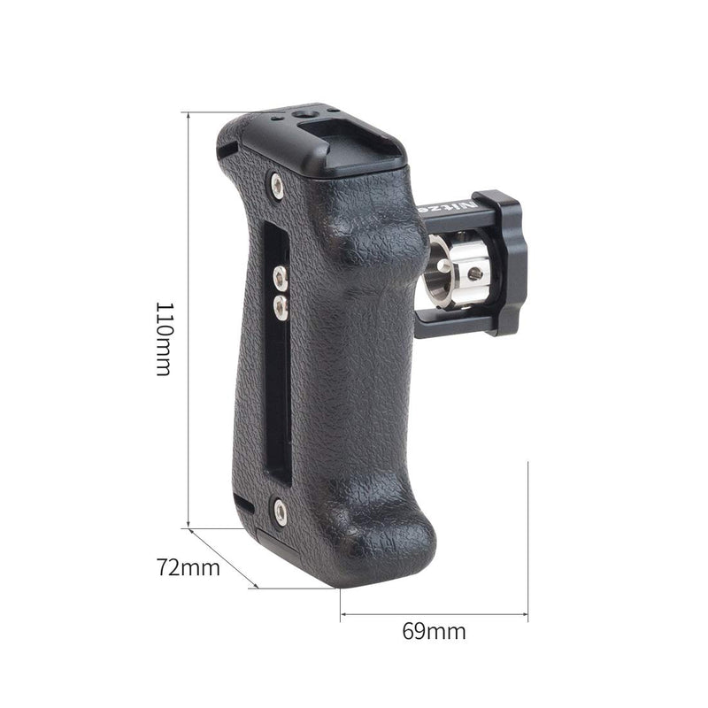 Nitze Adjustable Plastic Side Handle Grip Universal Camera Cage Handle with 1/4’’ Locating Pin and Cold Shoe Mount for Camera Cage Shoulder Mount Support - PA22-G1/4