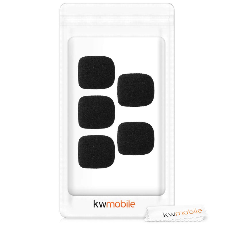 kwmobile Microphone Foam Covers (Set of 5) - 3x3.3x0.8 cm Windscreen Protective Pop Filter Pack for Microphones - Black 3x3,3x0,8