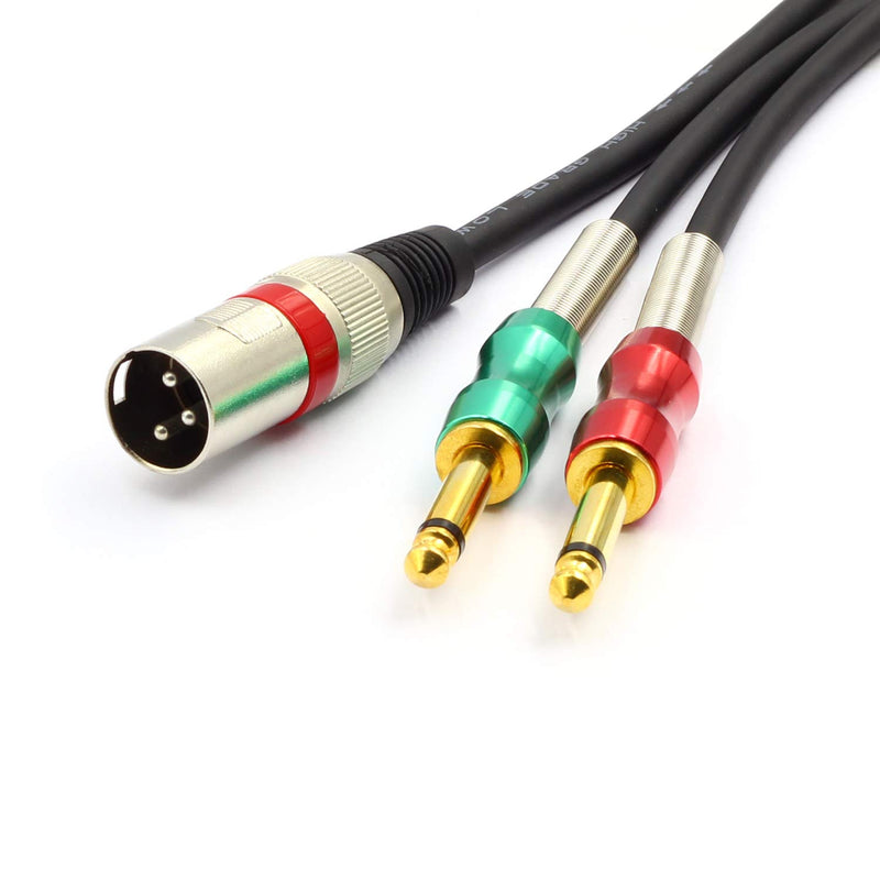 SiYear 10FT XLR 3 Pin Male to Double 6.35mm 1/4" TS male Y Splitter Cable, Dual Mono Male (1/4 inch) 6.35mm to XLR Male Plug Stereo Microphone Audio Converter Adapter Cable(10Feet) XLRM-2X6.35-3M