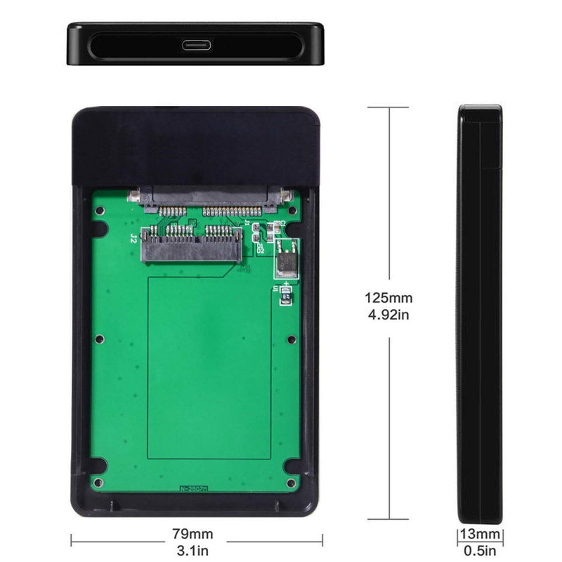 Xiwai USB 3.1 Type-C USB-C to 1.8 inch Micro SATA 16pin 7+9 SSD to External Hard Disk Enclosure