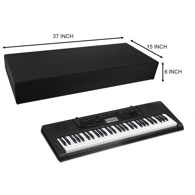 Stretchable Keyboard Dust Cover for 61 Key-keyboard fit for Most Digital Pianos & Consoles – Adjustable Elastic Band; Machine Washable For 61 Keys Black