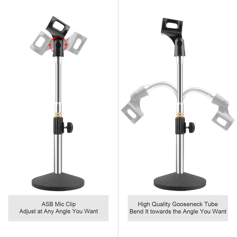 [AUSTRALIA] - Eison Microphone Stand Desk Mic Stand Desktop Microphone Stand Adjustable Tabletop Microphone Stand with Gooseneck Mic Clip 5/8" Male to 3/8" Female Screw for Blue Yeti Snowball Christmas gift 