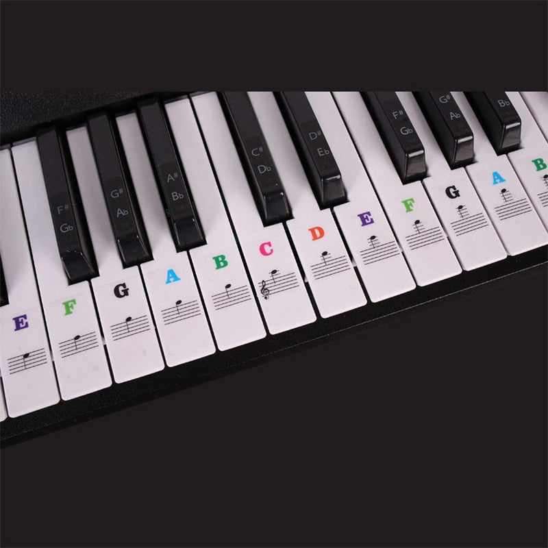 [AUSTRALIA] - Wedong Piano Stickers for 88/61/54/49 Key, Music Note Full Set Stickers Piano Keyboard Stickers Letter Piano Stickers for Kids Learning Piano,Multi-Color,Transparent,Removable 