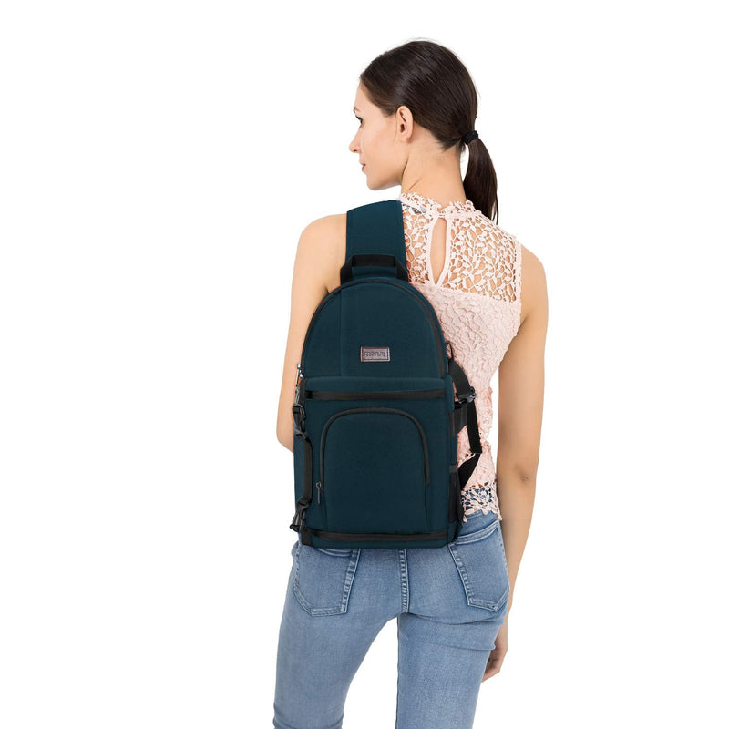 [AUSTRALIA] - MOSISO Camera Sling Bag, DSLR/SLR/Mirrorless Camera Case Shockproof Photography Camera Backpack with Tripod Holder & Removable Modular Inserts Compatible with Canon/Nikon/Sony/Fuji, Storm Green 