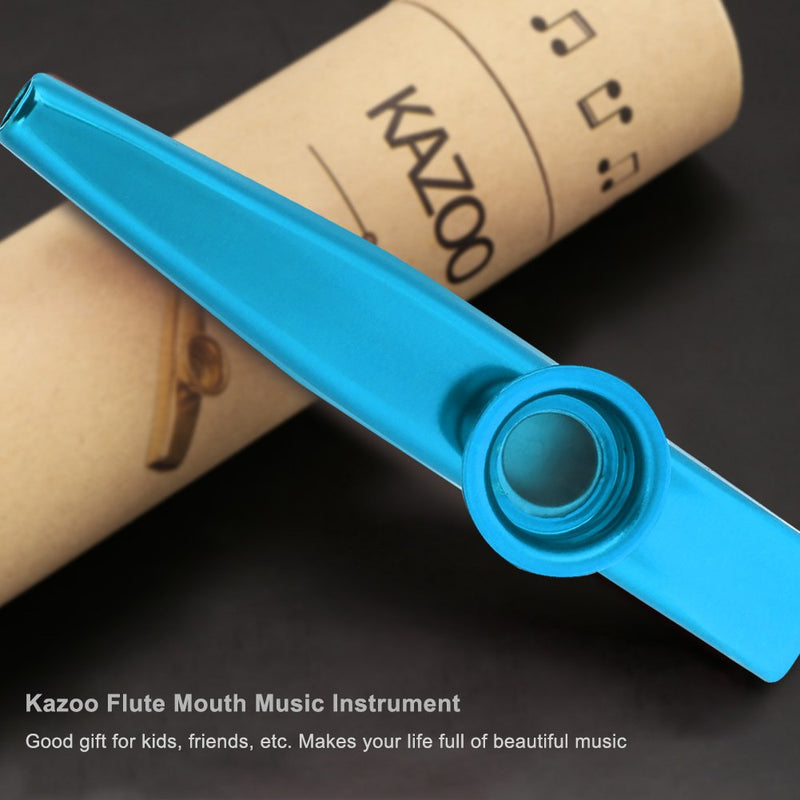 Drfeify Kids Kazoo, Durable Metal Kazoo Flute Mouth Organ Music Instrument Gift Toy for Children Kids Blue