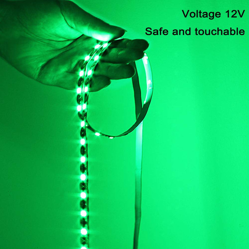 [AUSTRALIA] - YUNBO LED Strip Light Green 520-525nm, 16.4ft/5m 300 Units Cuttable SMD 5050 Black PCB Board 12V Non-Waterproof Flexible LED Tape Light for Indoor Home, Bar, Party, Holiday Decoration Lighting 