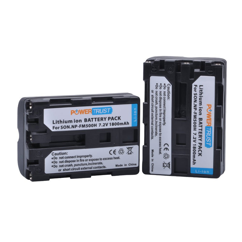 PowerTrust 2 Pack NP-FM500H Camera Battery and LCD USB Charger for Sony A57, A58, A65, A77, A99, A200, A350, A450, A550, A560, A700, A580, A900