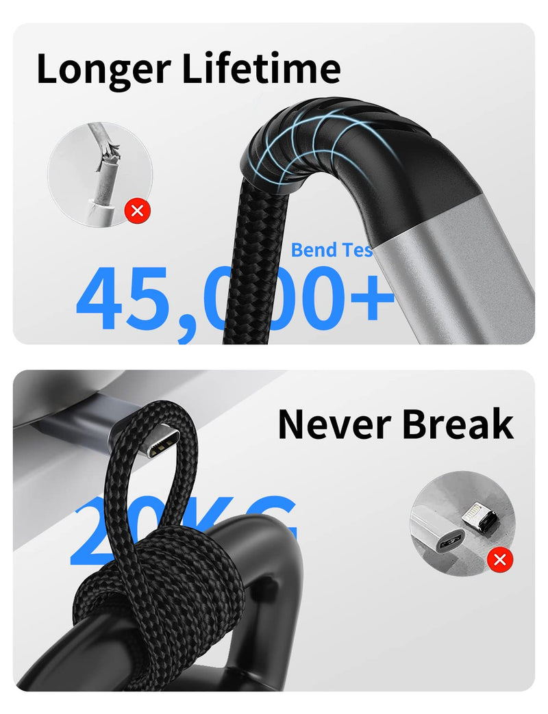 Short USB C to Lightning Cable 1FT, 3Pack Braided USB Tpye C to iPhone Cord PD Fast Charging 1 Foot USBC to Lightning Cable for Apple iPhone 14 13 12 11 Pro Max Mini 10 8 7 Plus XR XS SE iPad Air Mini USB-C to Lightning