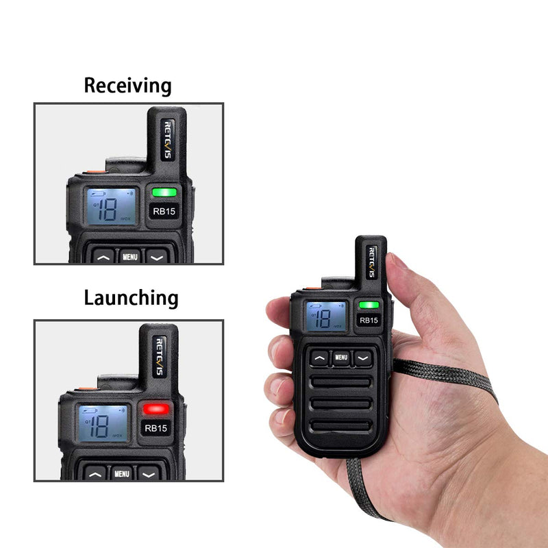 Retevis RB15 2 Way Radio Rechargeable Small Walkie Talkie for Adults with Emergency Alarm Vibrate Wireless Cloning (1 Pack)