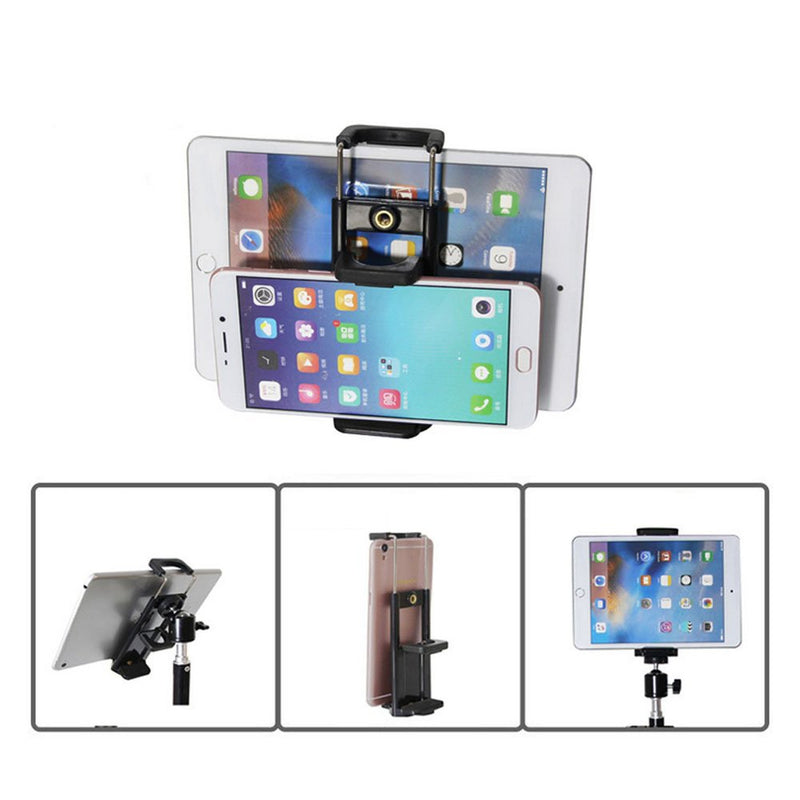 Serounder Universal 2 in 1 Tripod Adapter Tablet Phone Holder Clip Stand Mount Bracket Fits on Tripod, Monopod, Selfie Stick