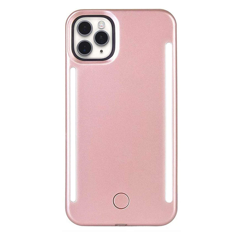 QWIFEY Selfie Light up Case for iPhone 12 Pro Max 6.7 inch,LED Double Light case with Back and Front Dual Rechargeable Selfie Light and Luminous Light for iPhone 12 Pro Max(6.7 inch only, Rose Gold)