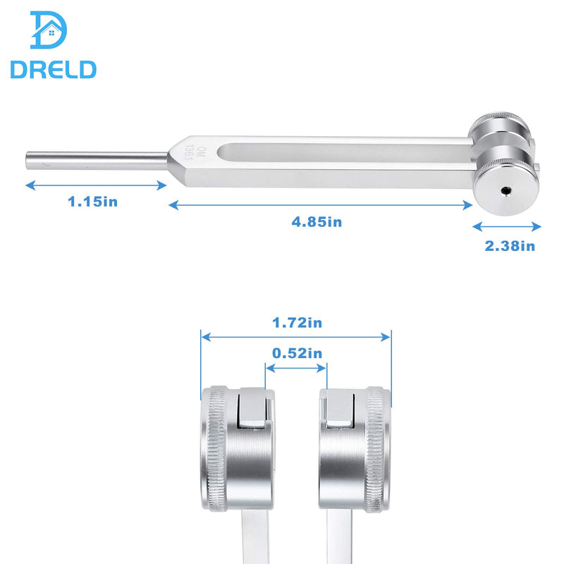 Dreld 136.1Hz Tuning Fork with Silicone Hammer and Bag for DNA Repair Healing, Sound therapy, Perfect Healing, Musical Instrument, Balancing, Healers, Vibration