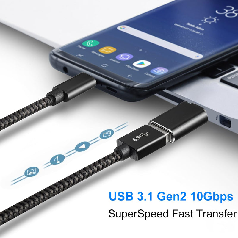 USB C to USB Adapter, USB C Adapter, Type C Male to USB 3.1 Female Adaptor, OTG USB Adapter to USB C Compatible with MacBook Pro, Samsung Galaxy, Type-C Smartphones, Tablets and Laptops (Black) Black