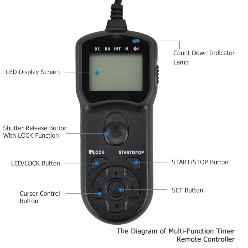 JJC Intervalometer Timer Remote Shutter Release Time Lapse for Nikon D750 D780 Z7 Z7II Z6 Z6II Z5 D7200 D7500 D7100 D7000 D5600 D5500 D5300 D5200 D5100 D5000 D3300 D3200 D610 D600 & More Nikon Camera For Nikon MC-DC2