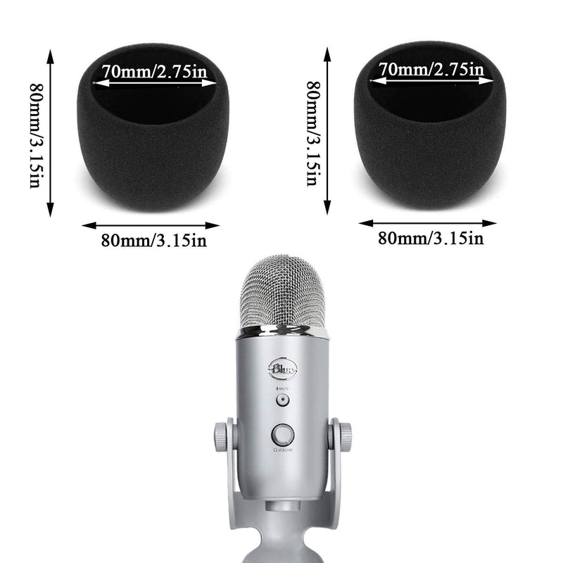 [AUSTRALIA] - 2pcs Microphone Foam Cover Compatible with Blue Yeti & Blue Yeti Pro Professional Mic Windscreen Wind Cover Pop Filter Noise Reduction Made by Quality Sponge Blue Yeti Foam Cover 