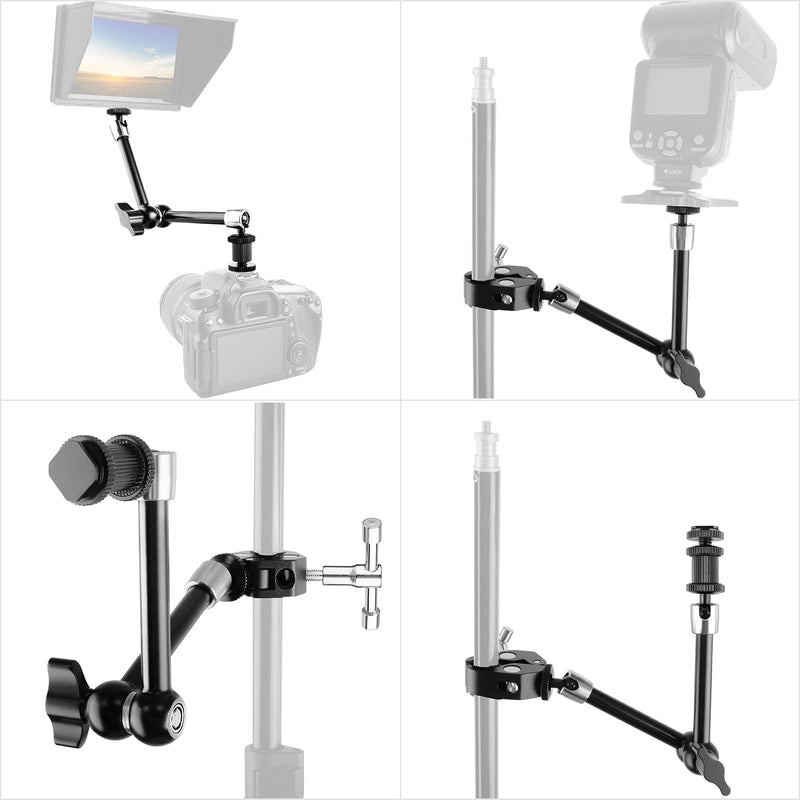 Magic Arm Camera Clamp,ChromLives Adjustable 11" Articulating Arm Camera Mount with Super Clamp W/ 1/4" and 3/8" Thread for DSLR Camera Rig/LCD Monitor/LED Lights/Flash Light Magic Arm Camera Clamp