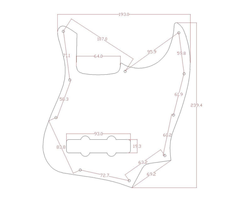 KAISH Clear Jazz Bass J Bass Pickguard fits USA/Mexican 4 String Fender Jazz Bass Transparent Clear/Transparent 1 Ply