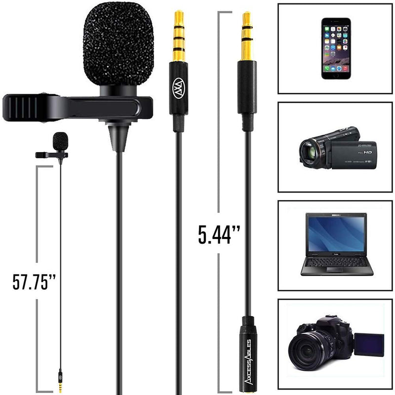AxcessAbles LAV-C Lavalier Lapel Clip-On Condenser Microphone for PC, Mac & Android Mobile Devices