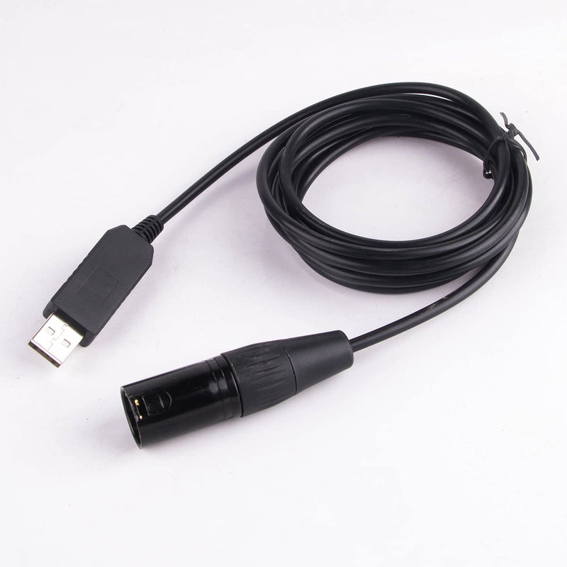 Adapter Cable USB to DMX 512 3-Pin XLR Interface Computer PC Stage Lighting Controller Dimmer USB to DMX style Software RS485 Serial Converter Cable (Black USB Housing, 16 Feet/5.0 m) Black USB case 16Fuß/5.0m