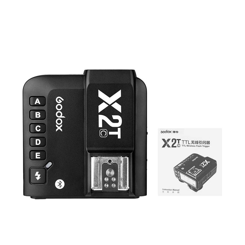 Godox X2T-C TTL Wireless Flash Trigger for Canon, Bluetooth Connection, 1/8000s HSS,5 Separate Group Buttons, Relocated Control-Wheel, New Hotshoe Locking, New AF Assist Light