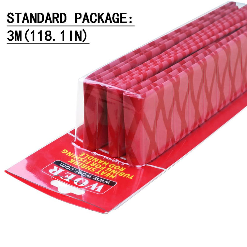 [AUSTRALIA] - WOER 3PCS Fishing Rod Shrink Wrap 2:1 Dia 1.2", 1.4", 1.6" Fishing Rod Grip Wrap Industrial Heat Shrink Tubing Fly Fishing Accessories L:9.8ft Red 3*Φ30mm 
