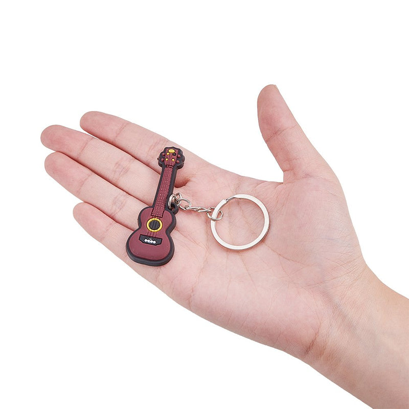 WANDIC 1PC Creative Guitar Keychains Musical Instrument Keychain Key Ring Figure Keyring Pendants Accessories for Gift Decoration Ukulele