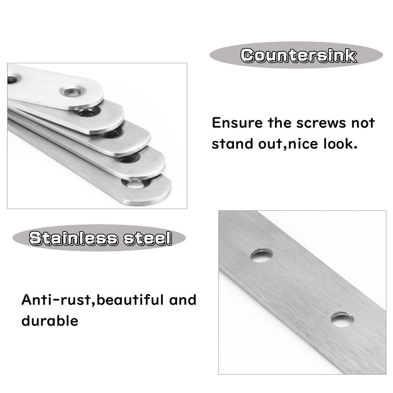 8 Pieces Flat Mending Plate Stainless Steel，7.7 x 0.8inch Flat Straight Brace Brackets,Mending Joining Plates Repair Fixing Bracket Connector，Screws Included (Y-7.8*0.8inch)