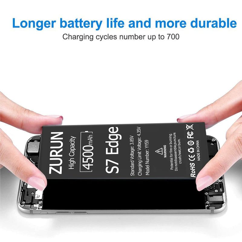 Galaxy S7 Edge Battery Upgraded ZURUN 4500mAh Li-Polymer Battery EB-BG935ABE Replacement for Galaxy S7 Edge G935 G935V G935A G935T G935P with Screwdriver Tool Kit [2 Year Warranty]