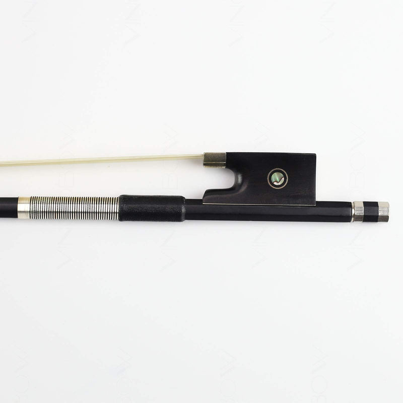 Carbon Fiber Violin Bow Half 1/2 Size VINGOBOW 100V Advanced Level 62cm Parisian Eyes Ebony Frog Real Mongolian White Horse Hair Warm Clear Tone Straight Smooth Screw Great Flexibility Black