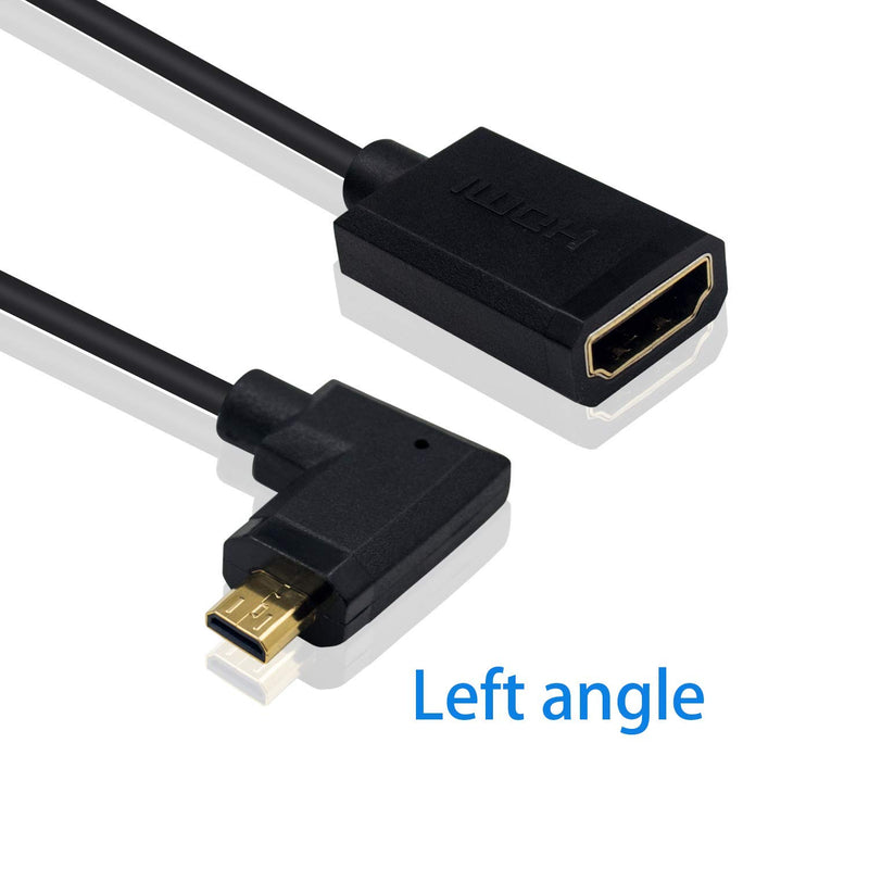 Duttek Micro HDMI to HDMI Adapter Cable, Left Angled HDMI to Micro HDMI Cable, Micro HDMI Male to HDMI Female Coiled Cable for Gopro Hero and Other Action Camera/Cam 1.8M/6 Feet Left Angled Male to Female 1.8M