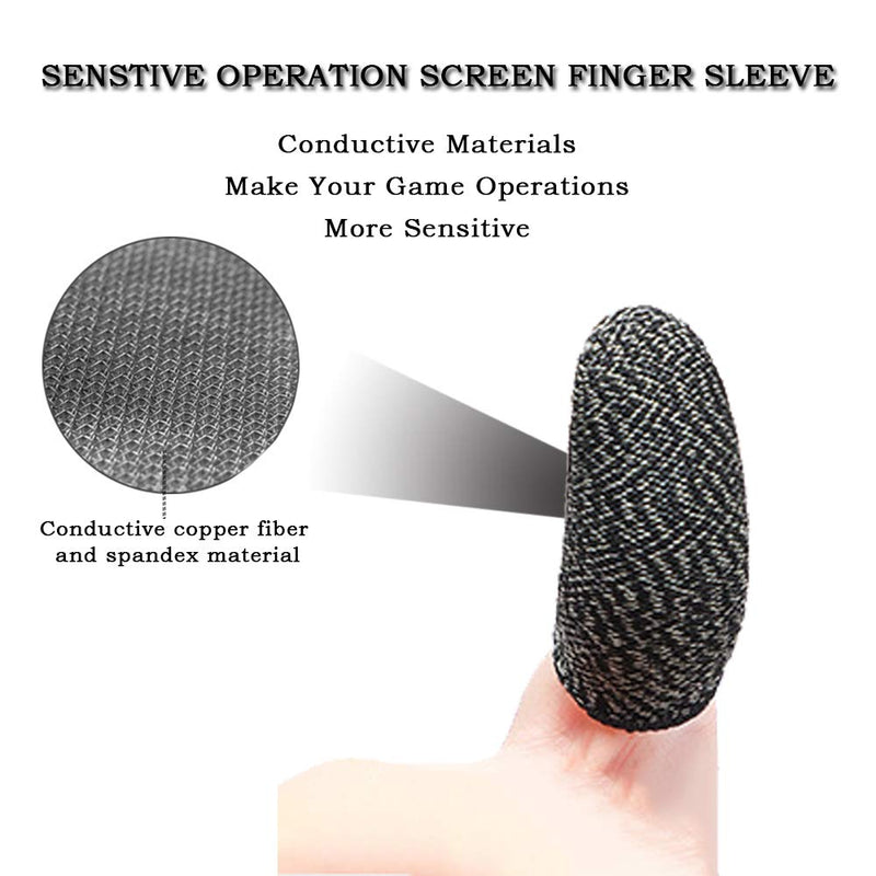 Mobile Gaming Controller Finger Sleeve Sets,Ultra-Thin Anti-Sweat Breathable Soft Touch Screen Thumb Sleeve Sensitive for PUBG Mobile/Knives Out/Rules of Survival,for iPhone/iPad/Android Accessories Black