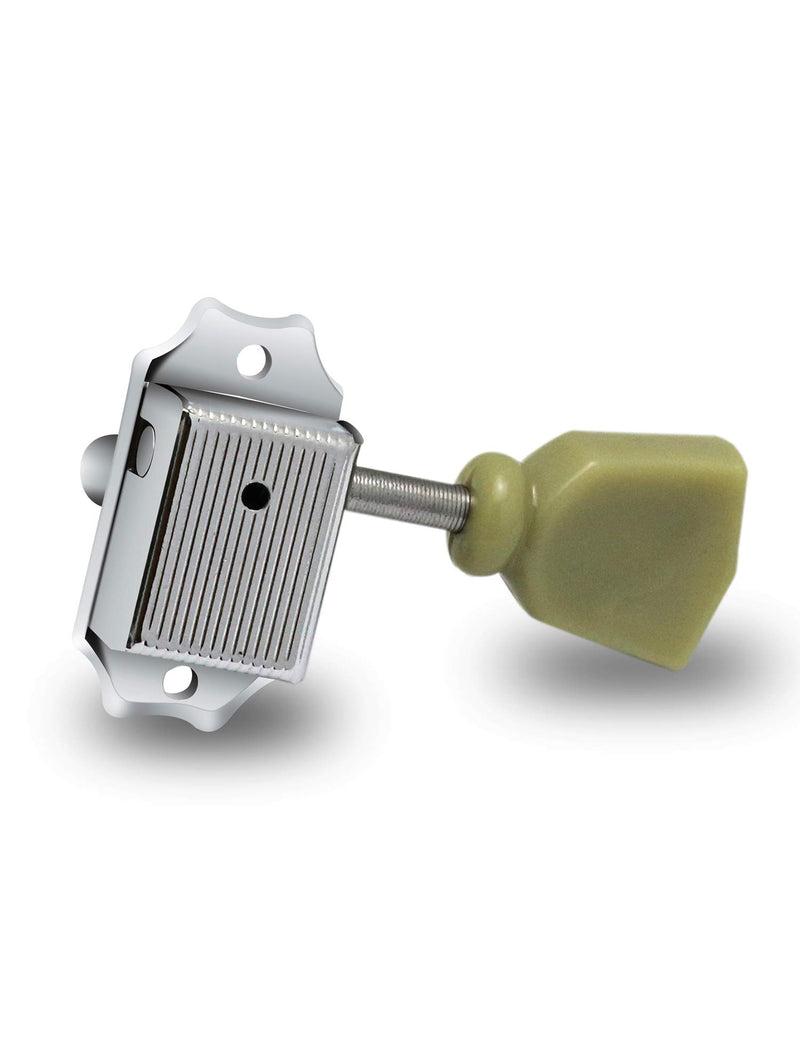 Metallor Vintage Guitar String Tuning Pegs Tuning Machines Tuning Keys Machines Heads Tuners Compatible with Les Paul LP SG Style Electric Guitar 3 Left 3 Right, Chrome with Tulip Button.