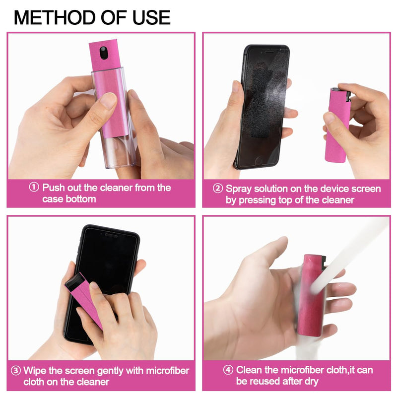 [AUSTRALIA] - Screen Cleaner Touchscreen Mist Spray, walrfid Cleaning Kit for Electronic Smart Phone TV, Laptop, Tablet, PC, Computer LCD Flat Screens, Eyeglasses, Compatible with iPhone iPad MacBook Pro - Hot Pink Safety Hot Pink 