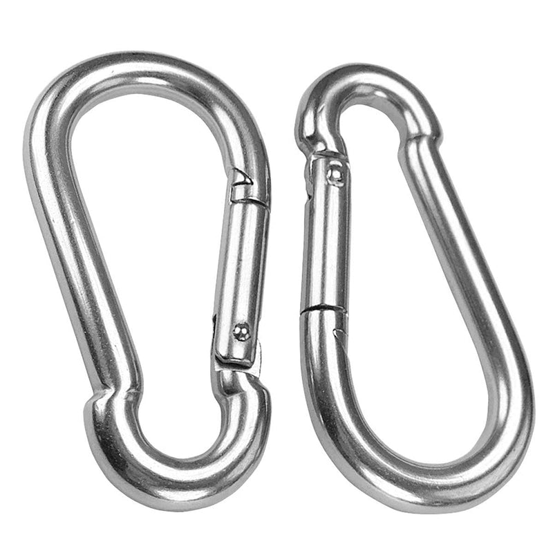AUMAYCO 4 Pack 4 Inch Spring Snap Hook Carabiner, 304 Stainless Steel Heavy Duty Carabiner Clips Link Buckle Rope Connector for Camping Hiking Swing Gym Hammock, Silver (AU04)