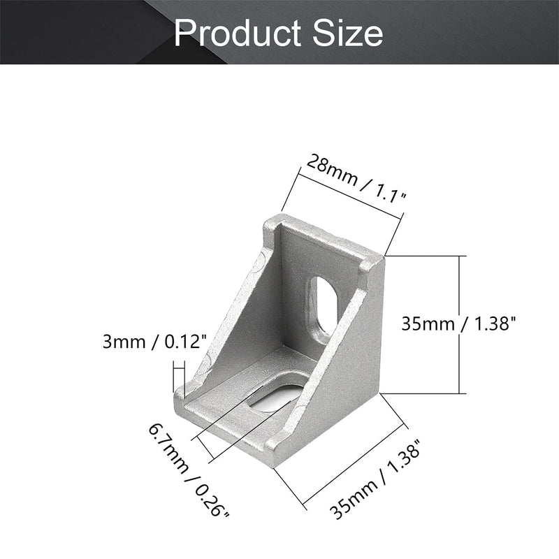 MroMax 8PCS Inner Angle Bracket Gusset Aluminum Alloy Inner Joint Bracket Suitable for 3030 Series Aluminum Extrusion Profile Silver