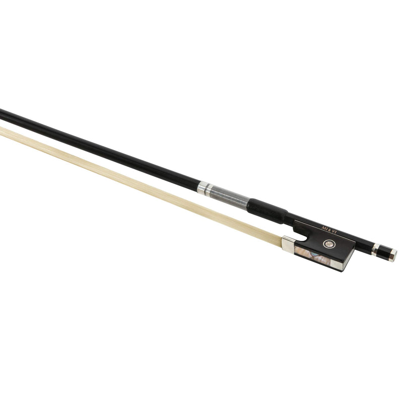 MI&VI NEW Professional Carbon Fiber Violin Bow (Full Size 4/4) in Black with FREE Bow Case and Ebony Frog | Silver Winding Mount | Well Balanced | Perfect Weight |Premium Mongolian Horse Hair