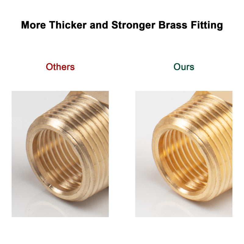 BathAce Brass Reducer Hex Bushing Threaded Pipe Fitting, Heavy Duty Threaded Pipe Fitting Adapter (1/2 Male NPT x 3/8 Female NPT, 5) 1/2 Male NPT x 3/8 Female NPT