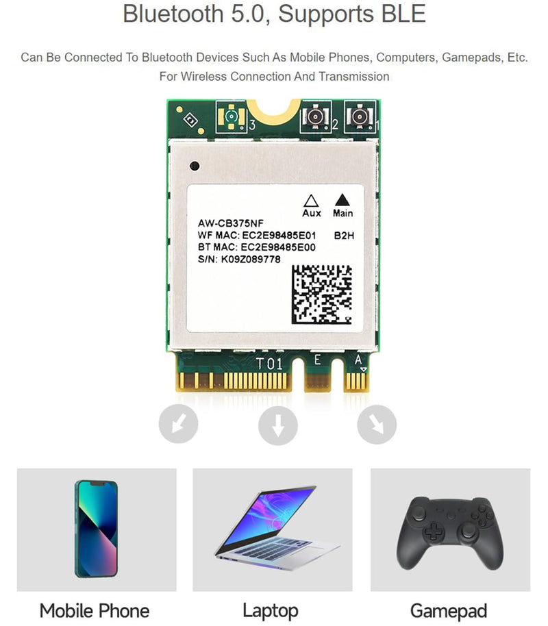 AW-CB375NF Dual-Band Wireless NIC, 2.4G/5GHz Dual-Band WiFi 5, RTL8822CE-CG Core, Bluetooth 5.0, for Jetson Xavier NX/Jetson Orin NX/Jetson Orin Nano,etc.