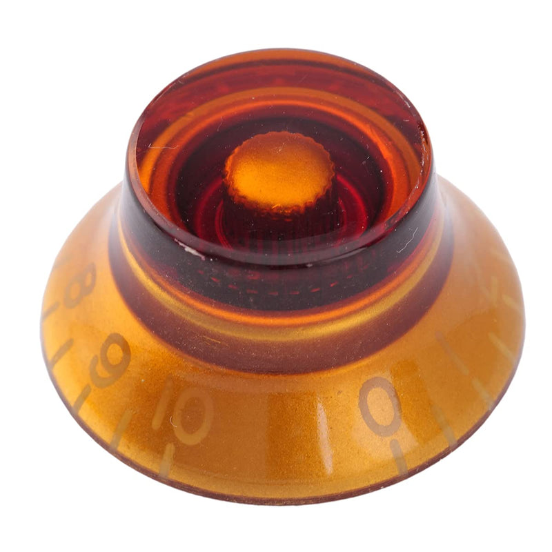 Musiclily Pro Imperial Inch Size Top Hat Bell Knobs Compatible with USA Made Les Paul SG Electric Guitar, Amber (Set of 4)