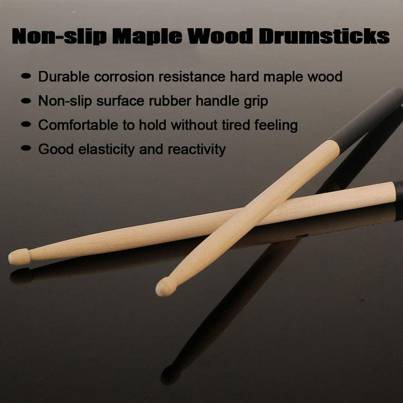 Drum Sticks 5A 1 Pair Nylon Drumsticks 1 Pair Non-Slip Maple Wood with a Velvet Drawstring Bag(Black) 1×Maple 1×Nylon (black)